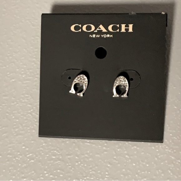 Coach sliver Pave Signature studs - NWT - Picture 2 of 3
